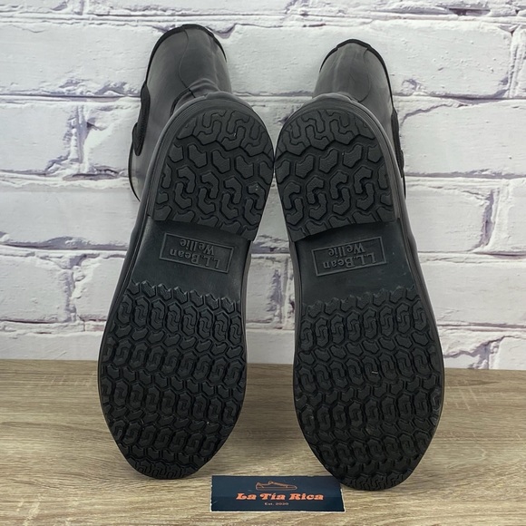 L.L. Bean Wellies Black Waterproof Rain Boots - Picture 8 of 9